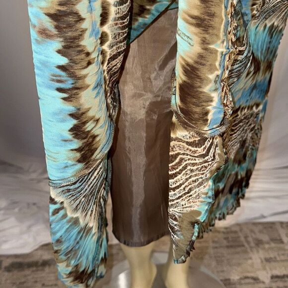 Vintage Animal Print Double Layered Chiffon Midi Skirt Size 4 - Picture 4 of 13